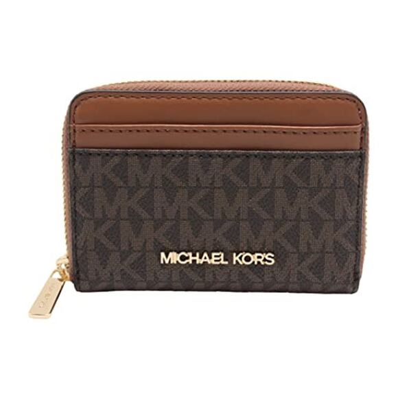 NWT Michael Kors Women Jet Set Travel Medium Logo Zip-Around Card Case,Brown-OS - Picture 1 of 5